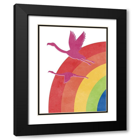 Flamingo Flight Black Modern Wood Framed Art Print with Double Matting by Prime, Marcus