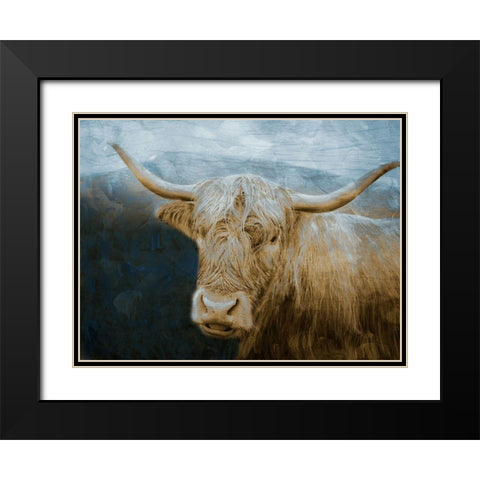 Marvelous Hairy Bull Black Modern Wood Framed Art Print with Double Matting by Prime, Marcus