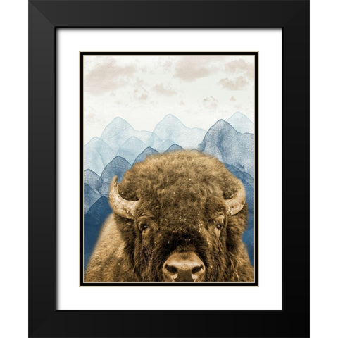 Mountain Fluffy Bison Black Modern Wood Framed Art Print with Double Matting by Prime, Marcus