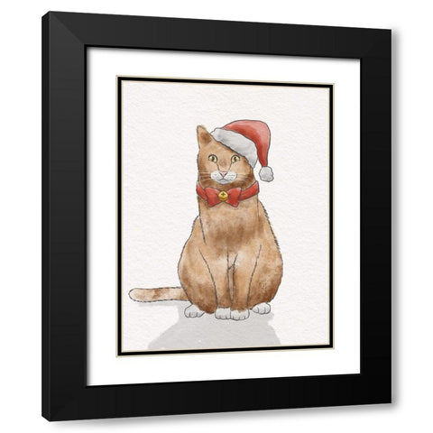 Holiday Kitty Black Modern Wood Framed Art Print with Double Matting by Prime, Marcus