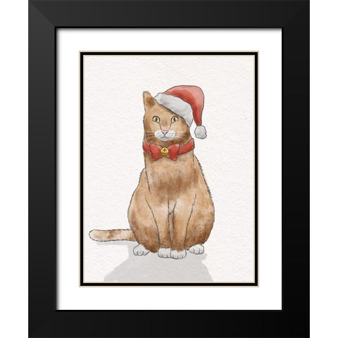 Holiday Kitty Black Modern Wood Framed Art Print with Double Matting by Prime, Marcus