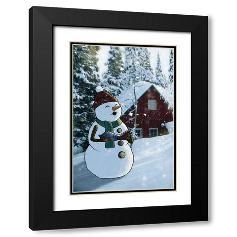 Winter Caroler Black Modern Wood Framed Art Print with Double Matting by Prime, Marcus