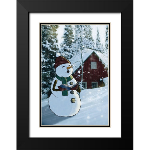 Winter Caroler Black Modern Wood Framed Art Print with Double Matting by Prime, Marcus