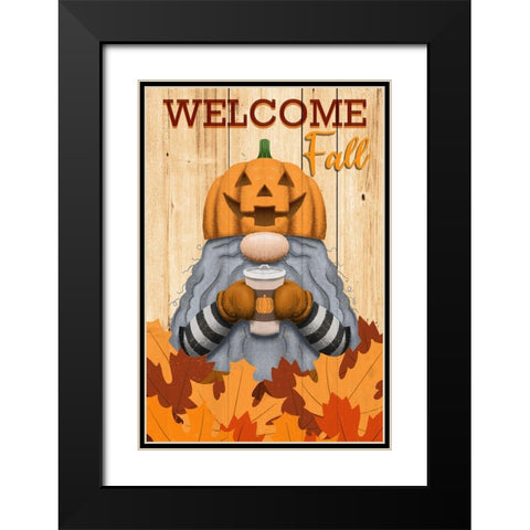 Gnome Welcome Fall Black Modern Wood Framed Art Print with Double Matting by Prime, Marcus