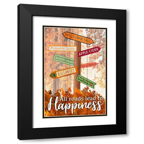 Happiness Roads Black Modern Wood Framed Art Print with Double Matting by Prime, Marcus