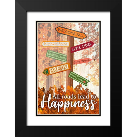 Happiness Roads Black Modern Wood Framed Art Print with Double Matting by Prime, Marcus