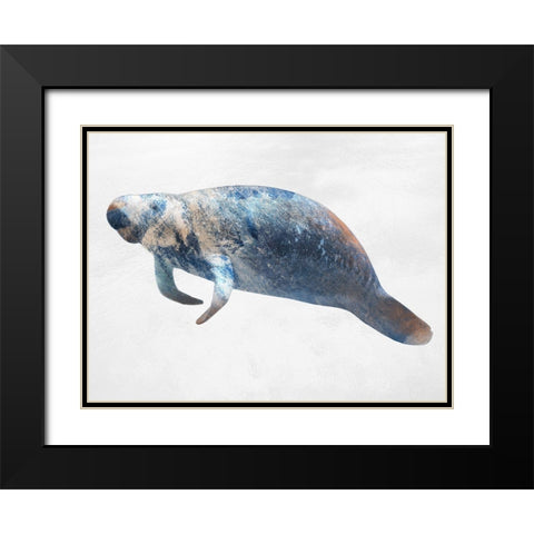 Swimming Manatee Black Modern Wood Framed Art Print with Double Matting by Prime, Marcus