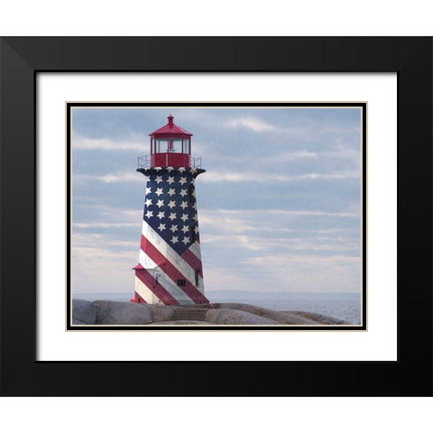 American Lighthouse Black Modern Wood Framed Art Print with Double Matting by Prime, Marcus