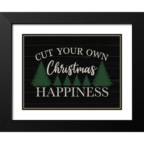 Christmas Cut Happiness Black Modern Wood Framed Art Print with Double Matting by Prime, Marcus
