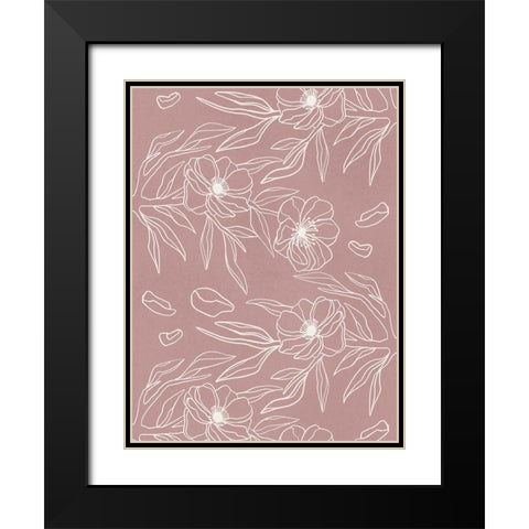 Floral Wallpaper 2 Black Modern Wood Framed Art Print with Double Matting by Prime, Marcus