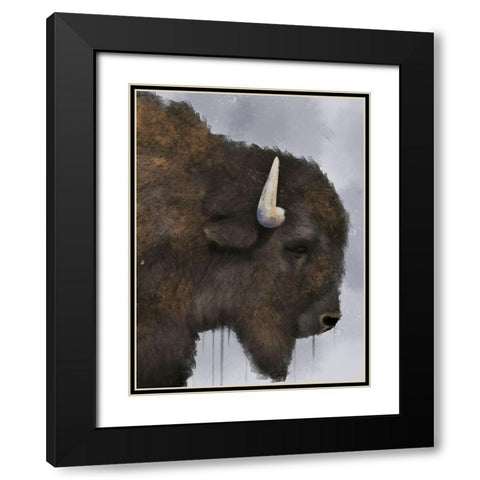 Dripping Bison Black Modern Wood Framed Art Print with Double Matting by Prime, Marcus