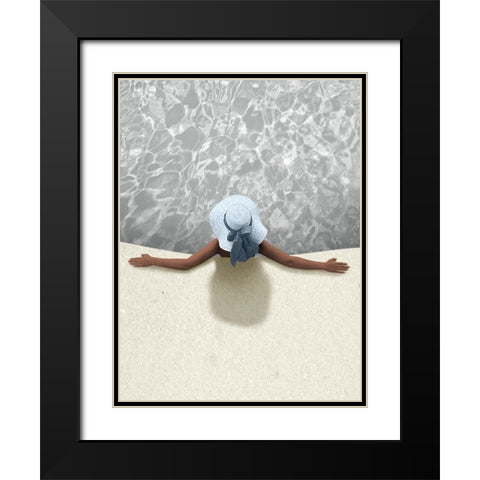 Relaxing By The Pool Black Modern Wood Framed Art Print with Double Matting by Prime, Marcus