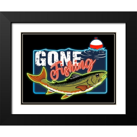 Gone Fishing Black Modern Wood Framed Art Print with Double Matting by Prime, Marcus