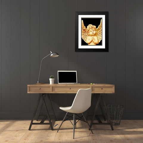 Golden Angel Black Modern Wood Framed Art Print with Double Matting by Prime, Marcus