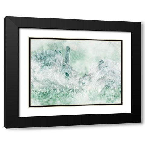 Marble And Bunnies Black Modern Wood Framed Art Print with Double Matting by Prime, Marcus