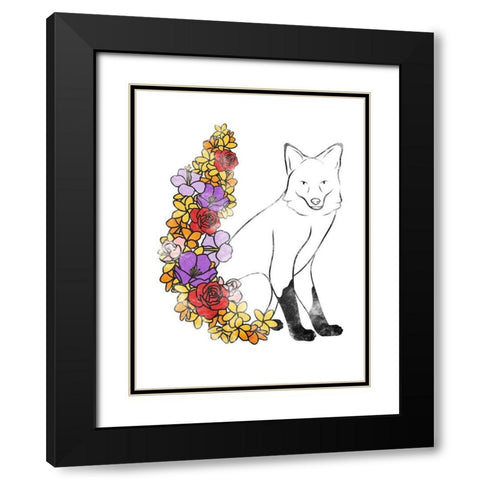 Flower Fox Black Modern Wood Framed Art Print with Double Matting by Prime, Marcus