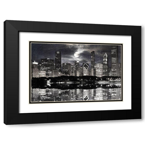 Full Moon Chicago 2 Black Modern Wood Framed Art Print with Double Matting by Prime, Marcus