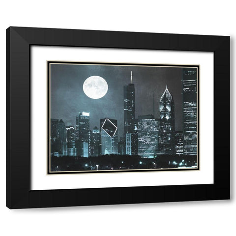 Moonlit Chicago 2 Black Modern Wood Framed Art Print with Double Matting by Prime, Marcus