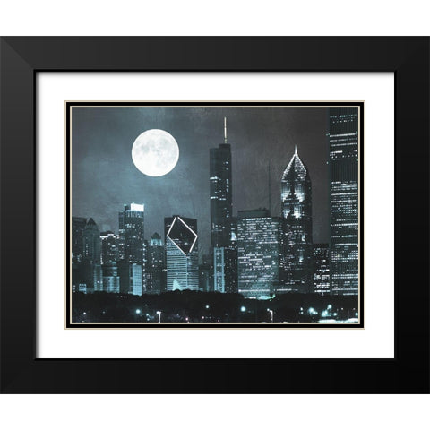 Moonlit Chicago 2 Black Modern Wood Framed Art Print with Double Matting by Prime, Marcus