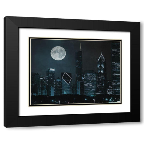 Moonlit Chicago Black Modern Wood Framed Art Print with Double Matting by Prime, Marcus