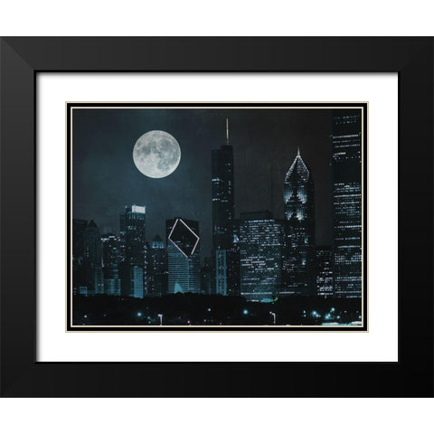 Moonlit Chicago Black Modern Wood Framed Art Print with Double Matting by Prime, Marcus