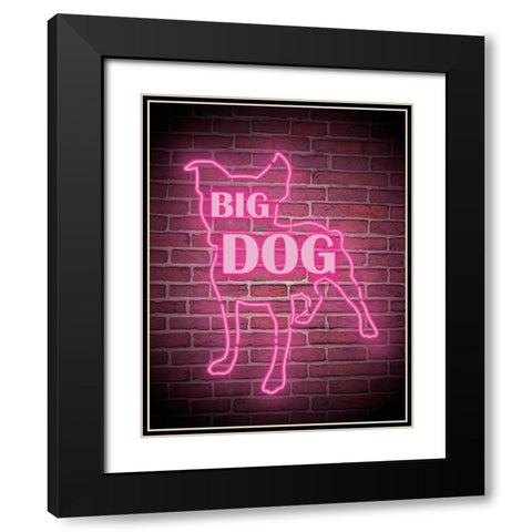 Neon Big Dog Black Modern Wood Framed Art Print with Double Matting by Prime, Marcus