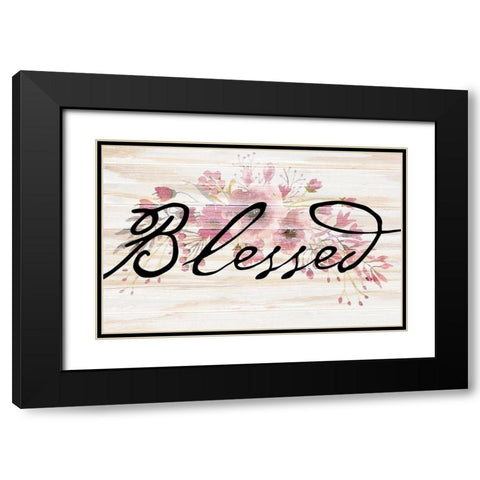 Floral Blessed Black Modern Wood Framed Art Print with Double Matting by Prime, Marcus