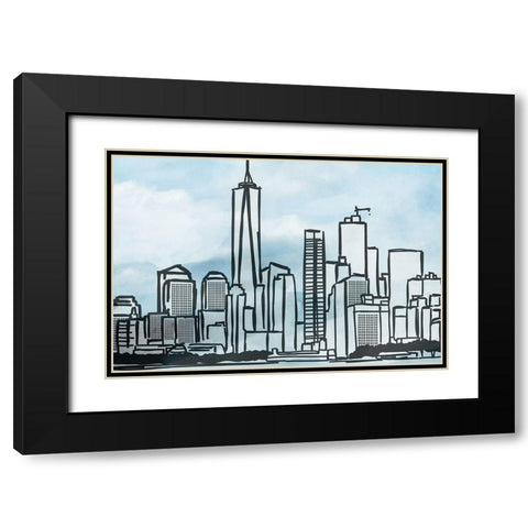 Illustrated New York Black Modern Wood Framed Art Print with Double Matting by Prime, Marcus