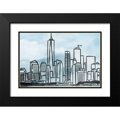 Illustrated New York Black Modern Wood Framed Art Print with Double Matting by Prime, Marcus