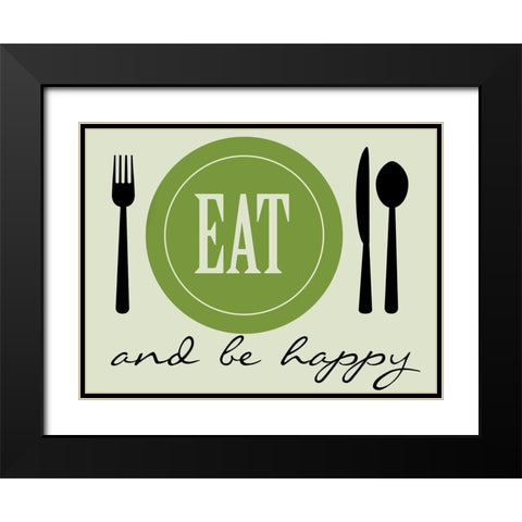Happy Eating Black Modern Wood Framed Art Print with Double Matting by Prime, Marcus