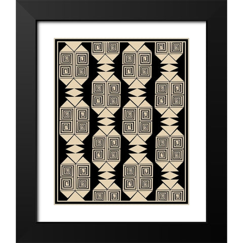 Bogolan Relaxation 1 Black Modern Wood Framed Art Print with Double Matting by Prime, Marcus