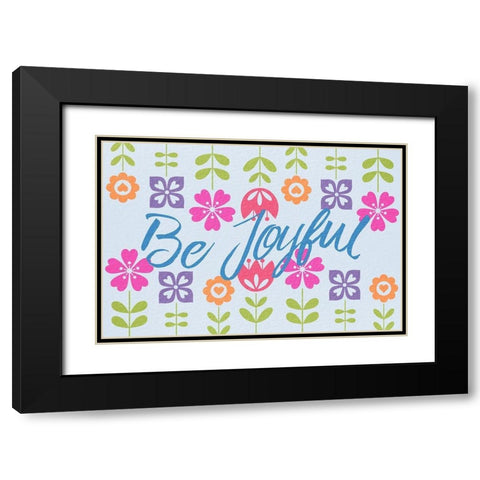 Joyful Flowers 1 Black Modern Wood Framed Art Print with Double Matting by Prime, Marcus