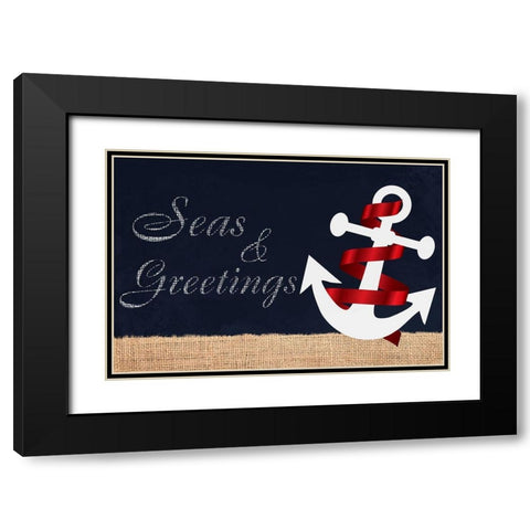 Seas N Greetings 1 Black Modern Wood Framed Art Print with Double Matting by Prime, Marcus