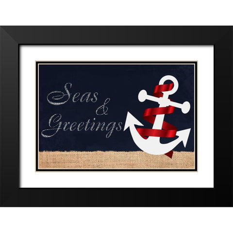Seas N Greetings 1 Black Modern Wood Framed Art Print with Double Matting by Prime, Marcus