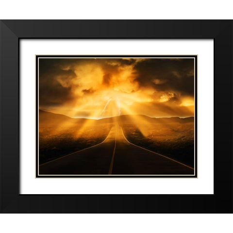Road Less Traveled Black Modern Wood Framed Art Print with Double Matting by Prime, Marcus
