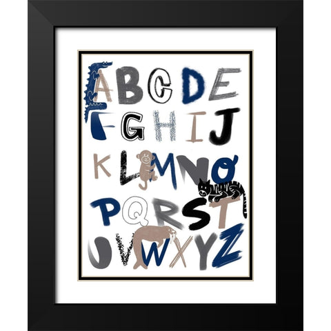 Critter Alphabet 1 Black Modern Wood Framed Art Print with Double Matting by Prime, Marcus