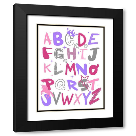 Princess Alphabet 1 Black Modern Wood Framed Art Print with Double Matting by Prime, Marcus