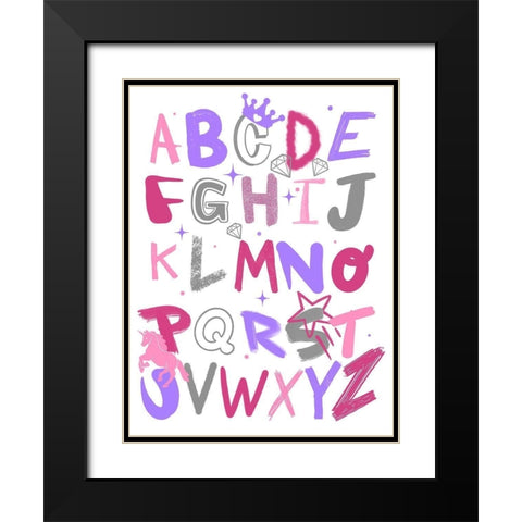 Princess Alphabet 1 Black Modern Wood Framed Art Print with Double Matting by Prime, Marcus