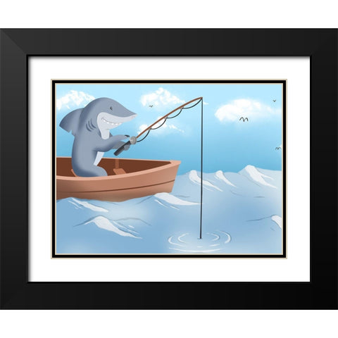 Gone Fishing Black Modern Wood Framed Art Print with Double Matting by Prime, Marcus