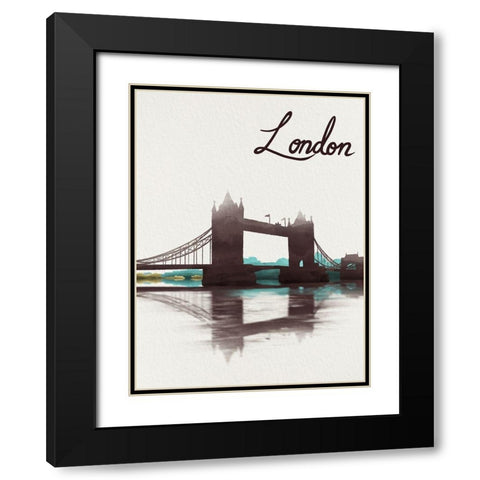 Watercolored London Black Modern Wood Framed Art Print with Double Matting by Prime, Marcus