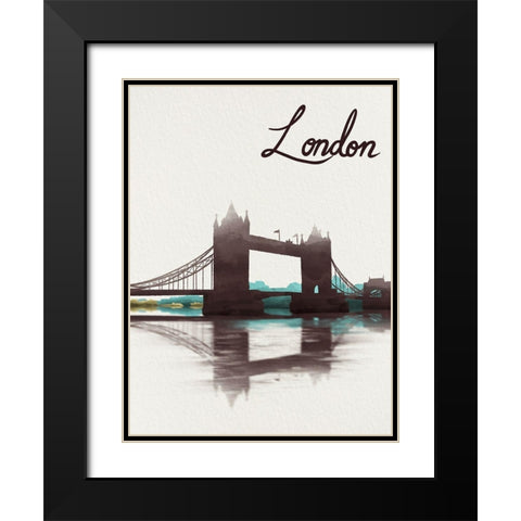Watercolored London Black Modern Wood Framed Art Print with Double Matting by Prime, Marcus