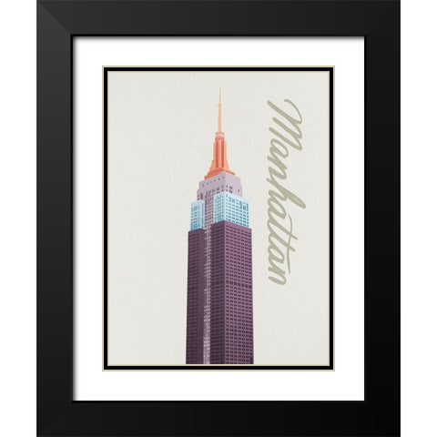 Colorful Manhattan 1 Black Modern Wood Framed Art Print with Double Matting by Prime, Marcus
