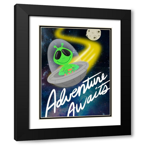 Adventure Awaits 1 Black Modern Wood Framed Art Print with Double Matting by Prime, Marcus
