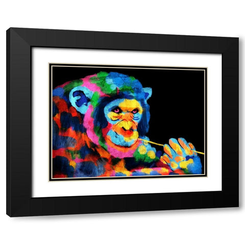 Monkey Color Burst 1 Black Modern Wood Framed Art Print with Double Matting by Prime, Marcus