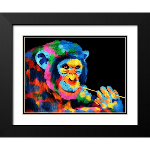 Monkey Color Burst 1 Black Modern Wood Framed Art Print with Double Matting by Prime, Marcus