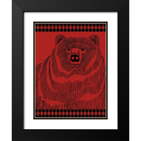 Checkered Bear 2 Black Modern Wood Framed Art Print with Double Matting by Prime, Marcus