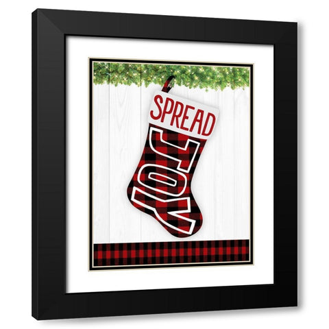 Joy Stocking 1 Black Modern Wood Framed Art Print with Double Matting by Prime, Marcus