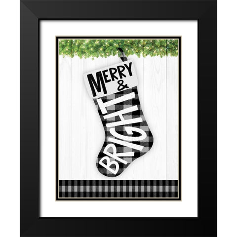 Joy Stocking 2 Black Modern Wood Framed Art Print with Double Matting by Prime, Marcus