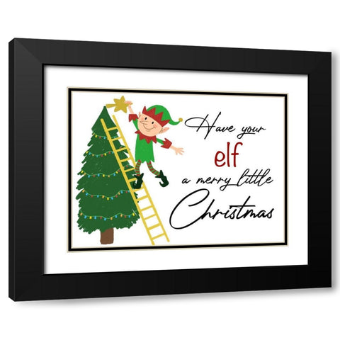 Elf Christmas 1 Black Modern Wood Framed Art Print with Double Matting by Prime, Marcus