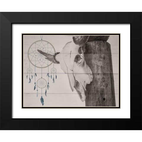 Dreaming Skull Black Modern Wood Framed Art Print with Double Matting by Prime, Marcus